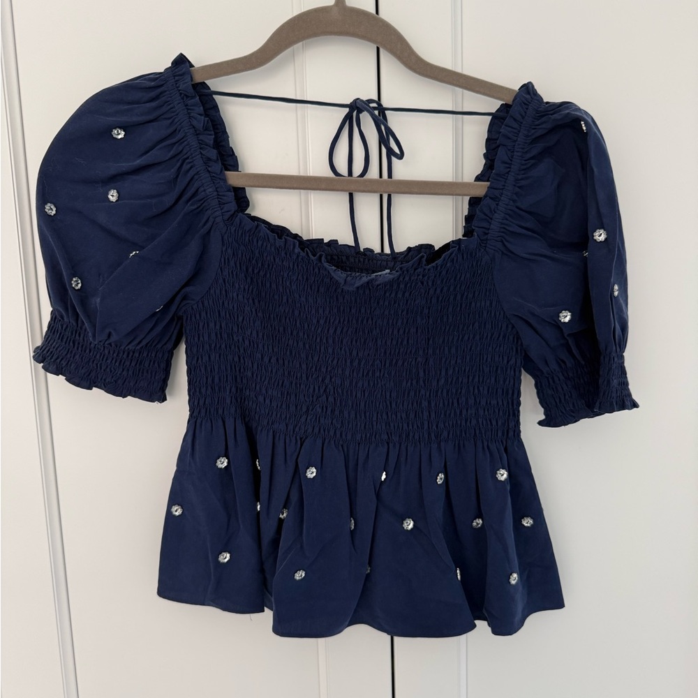 Hill House Midnight Blue Smocked Blouse and pants